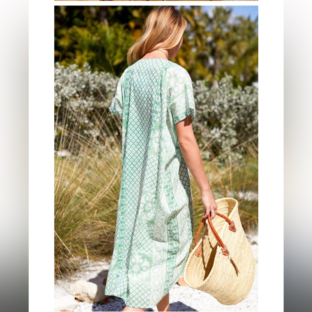 Emerson Fry India Collection DAUGHTERS CAFTAN - DARK GREEN ORGANIC One Size - Picture 5 of 16